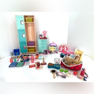 Lot Our Generation Classroom Cool Locker Accessories School Pets Makeup Travel